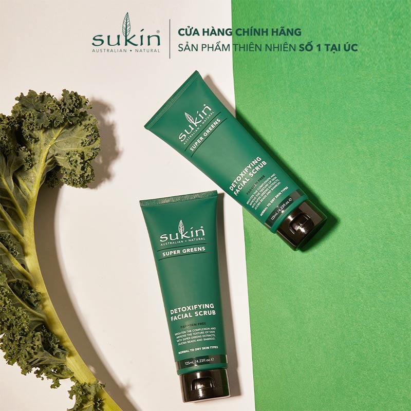 Kem Tẩy Da Chết Sukin Super Greens Detoxifying Facial Scrub 125ml 