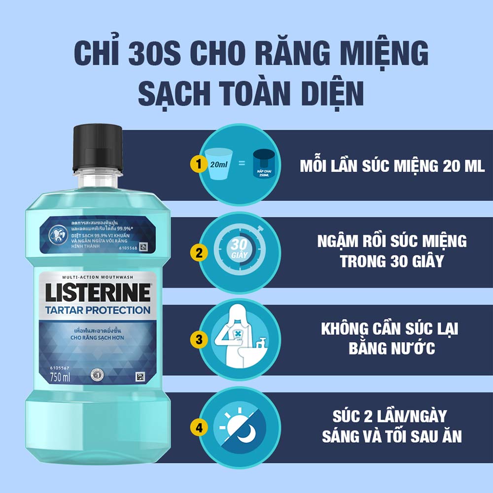 Nước Súc Miệng Listerine Ngăn Ngừa Mảng Bám Tartar Protection Multi-Action Mouthwash