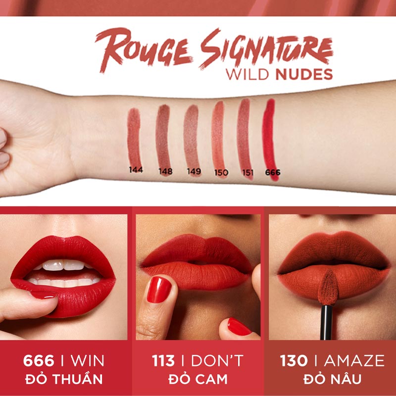 L'Oréal Rouge Signature Matte Liquid Lipstick (Wild Nudes) 7ml