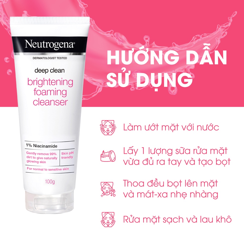 Sữa Rửa Mặt Neutrogena Làm Sạch Sâu, Làm Sáng Da Brightening Foaming Cleanser