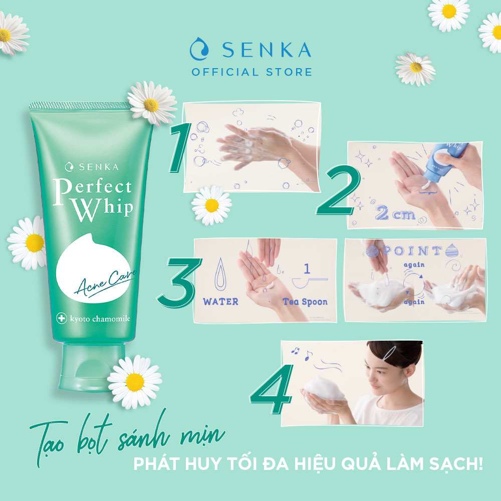 Sữa Rửa Mặt Senka Dành Cho Da Mụn 100g Perfect Whip Acne Care