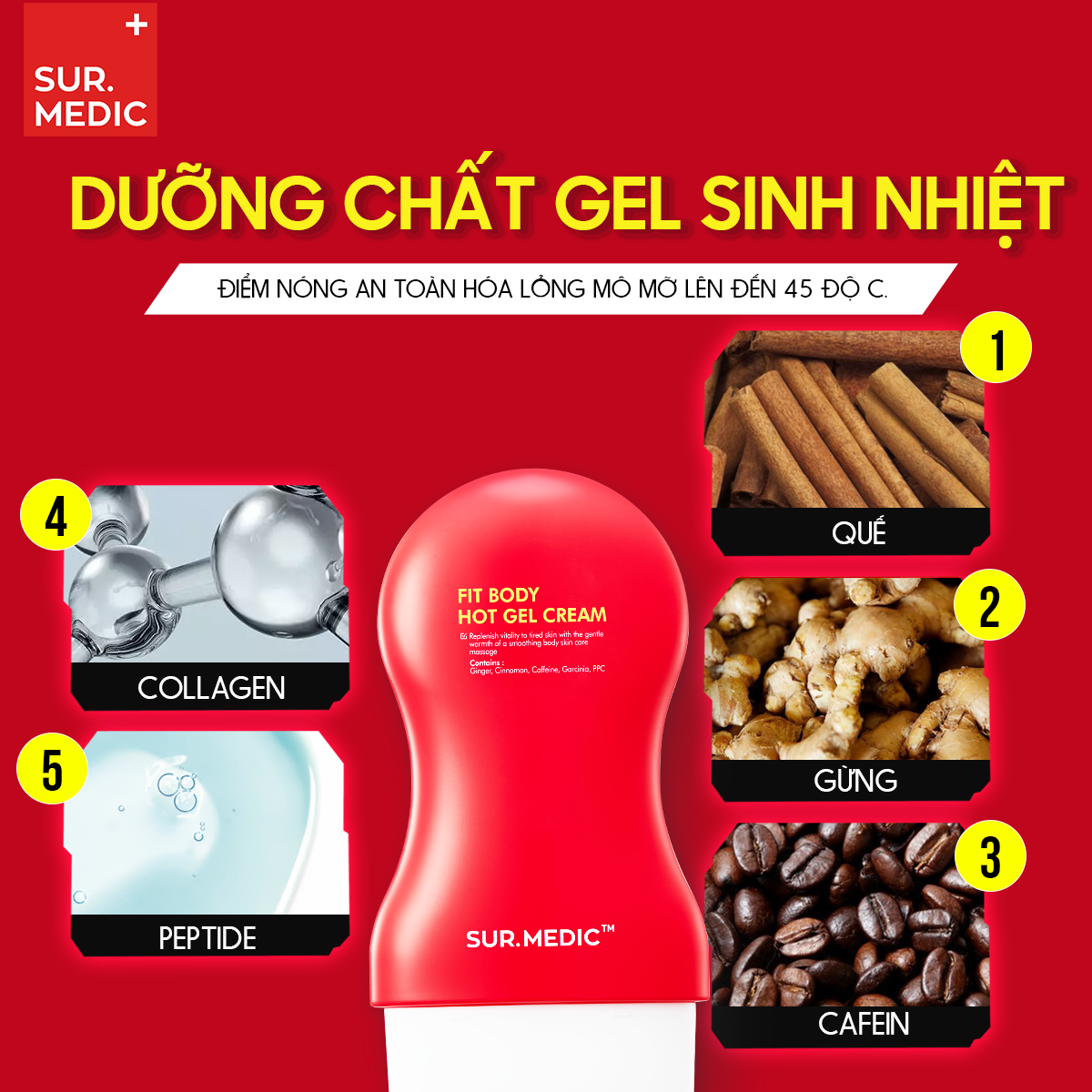 Thanh Lăn Sur.Medic+ Fit Body Hot Gel Cream 100ml